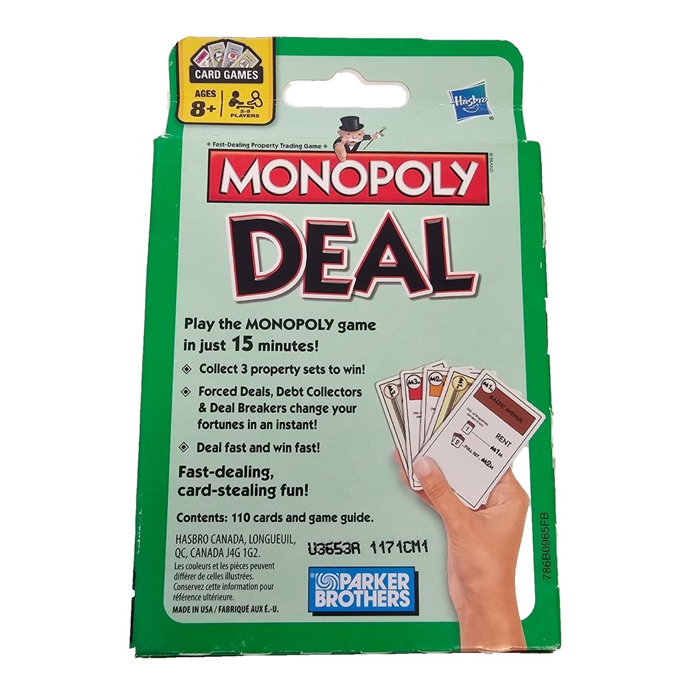 Monopoly Deal Card Game Parker Brothers Hasbro Fun Game Travel Box - Picture 3 of 4